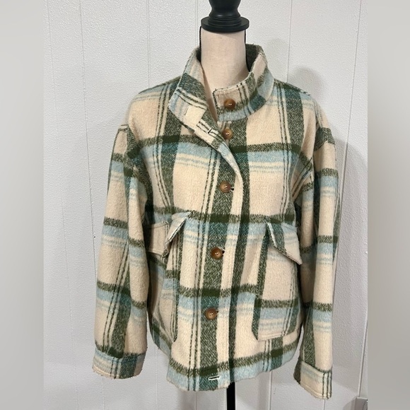 Bagatelle Collection plaid button up boxy fit coat jacket shacked - Picture 1 of 10